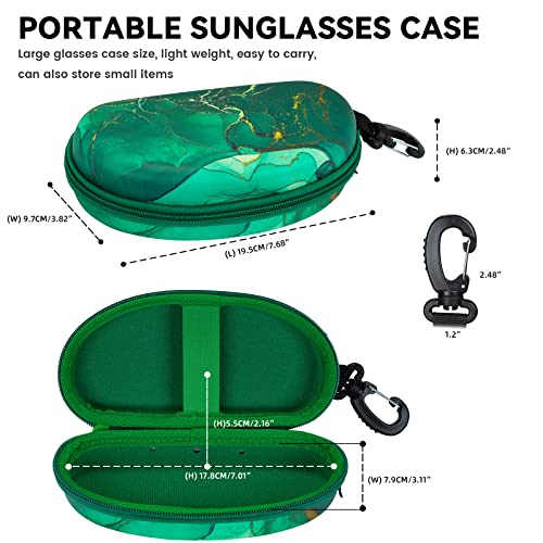 molshine Oversized Sunglasses Case, Swim Goggles Box,Zipper Diving Glasses Bag with Hook for Women Men Travel Outdoor Sport(Green)