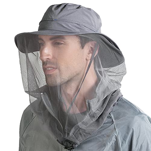 Peicees Head Net Hat for Men Women Adventure Fishing Hat Safari Hat for Hunting Camping Hiking Dark Gray