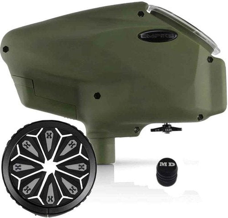 Maddog Empire Halo Too Automatic Electronic Paintball Loader with HK Army Epic Speed Feed and HPA Paintball Tank Fill Nipple Protector Accessory Package - Matte Olive w/Stealth SF