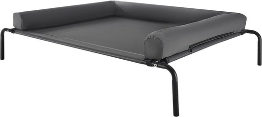 Elevated Dog Bed for Large Dogs - Portable Raised Cot with Washable Pillow | XL Gray, Steel Frame & Breathable Mesh