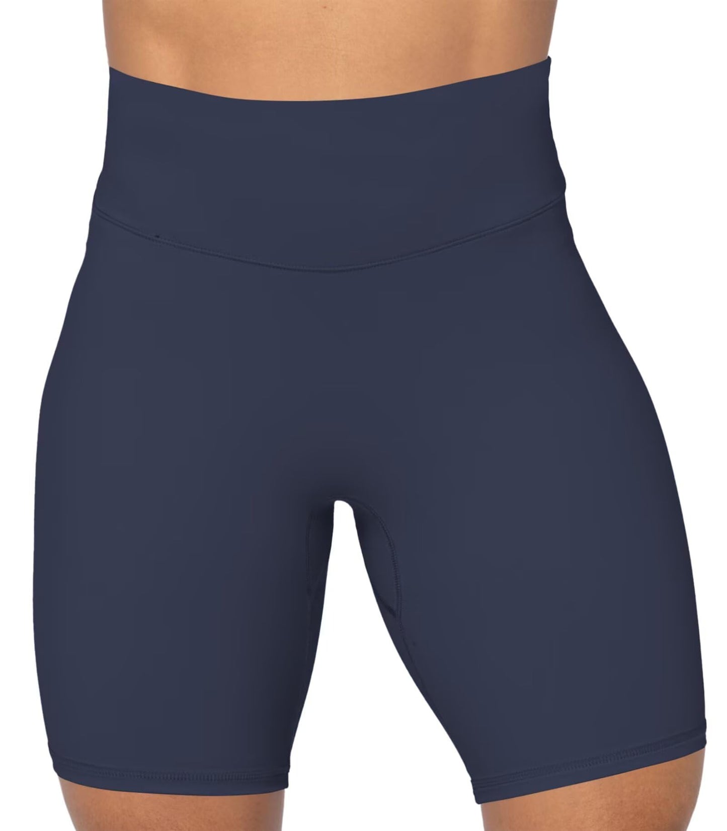 Sunzel No Front Seam High Waist Biker Shorts for Women, Squat Proof Yoga Workout Gym Bike Shorts 8" Inseam Ash Blue Small