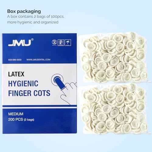 JMU Latex Finger Cots Medium, 200Pcs Finger Protectors Disposable Finger Gloves