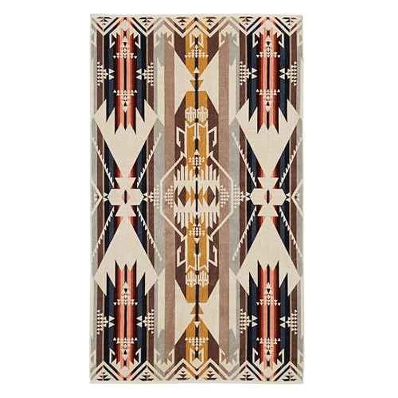 Pendleton Oversized Jacquard Spa Towels, 40 x 70 inches Bath Towels, 100% Cotton, Soft and Quick Dry for The Beach, Hot Tub, Pool - White Sands Tan