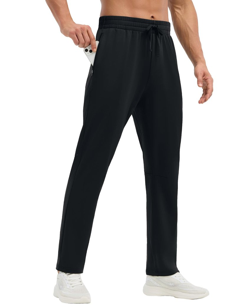 baleaf Men's Fleece Lined Running Pants with Zipper Pockets Winter Thermal Track Pants Cold Weather Warm Athletic Workout Hiking Gear Black L