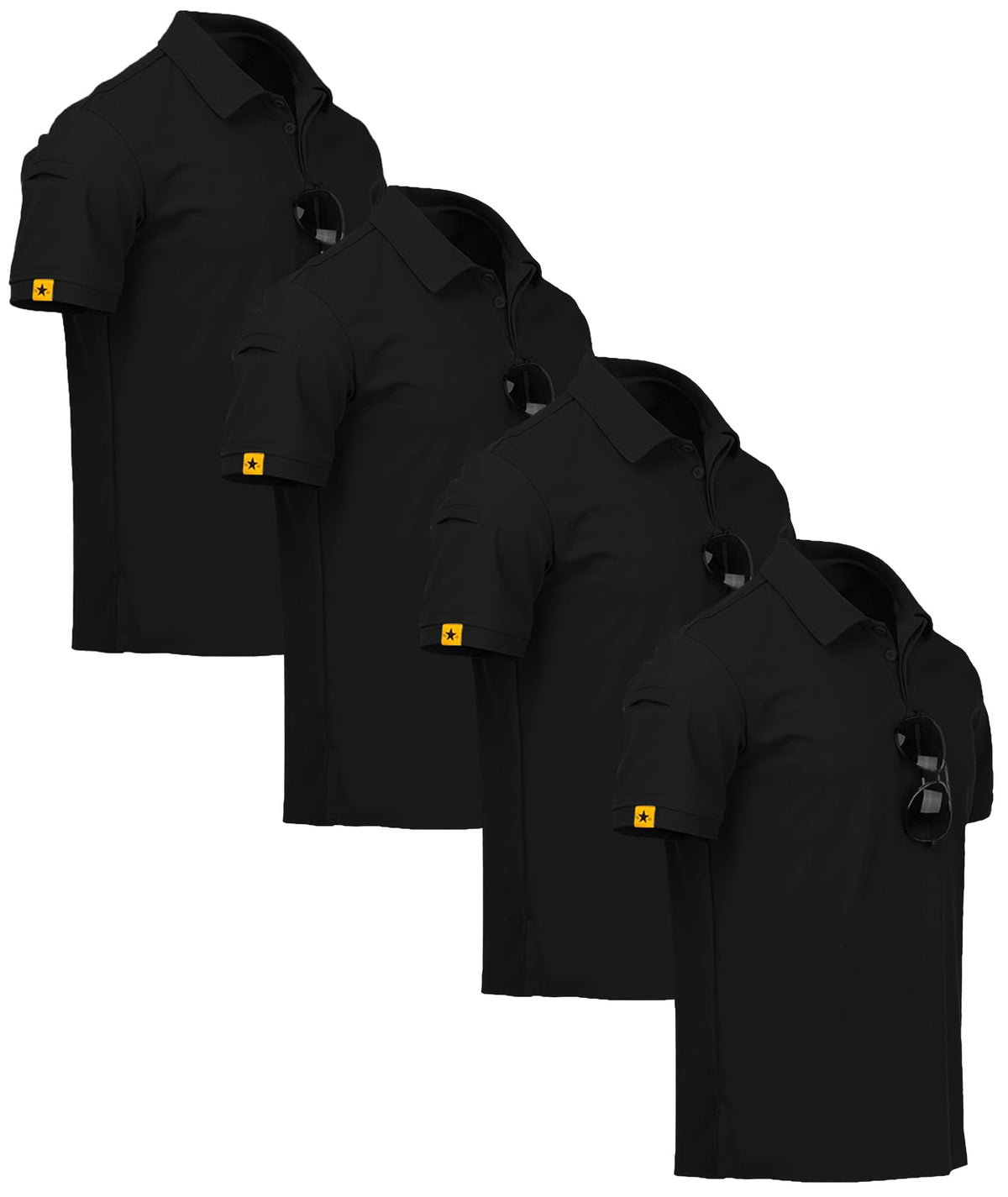 ZITY 4 Pack Mens Polo Shirt Short Sleeve Sports Golf Tennis T-Shirt Athletic Collared Tactical Shirts Pure Black