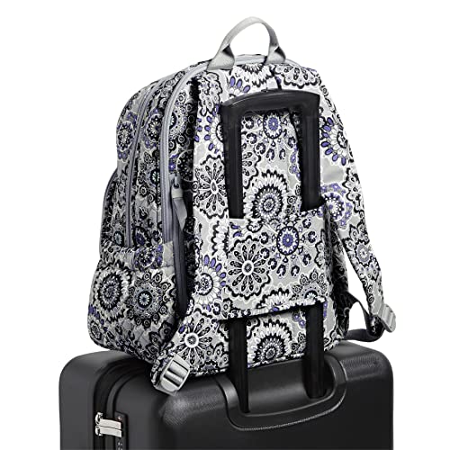 Vera Bradley Women's Cotton Campus Backpack, Tranquil Medallion - Recycled Cotton, One Size