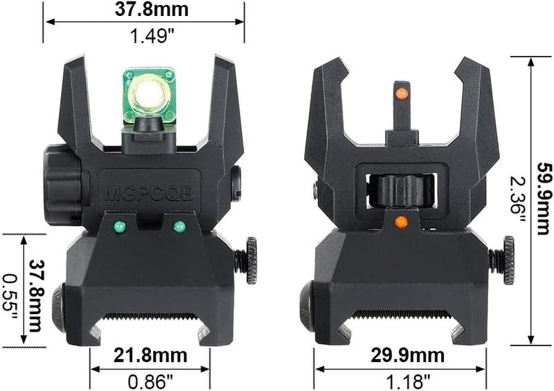 ohhunt Fiber Optic Sights - Foldable Flip-Up Backup Sights for A15 | Durable Polymer Design
