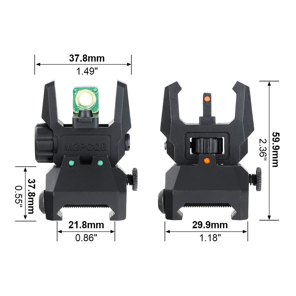 ohhunt Fiber Optic Sights Foldable Flip Up Sights Back up Sight Polymer Fiber A15 (Black 3)