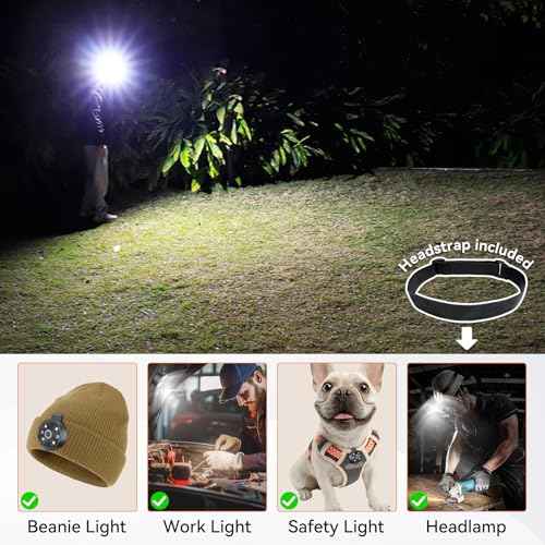 [2 Packs] Clip On Flashlight Work Light With Magnet Beanie Hat & Skull Cap Running Lights For Runners Safety Light Warning For Night Walking Headlamp Rechargeable LED Wearable Light For Vest -Black