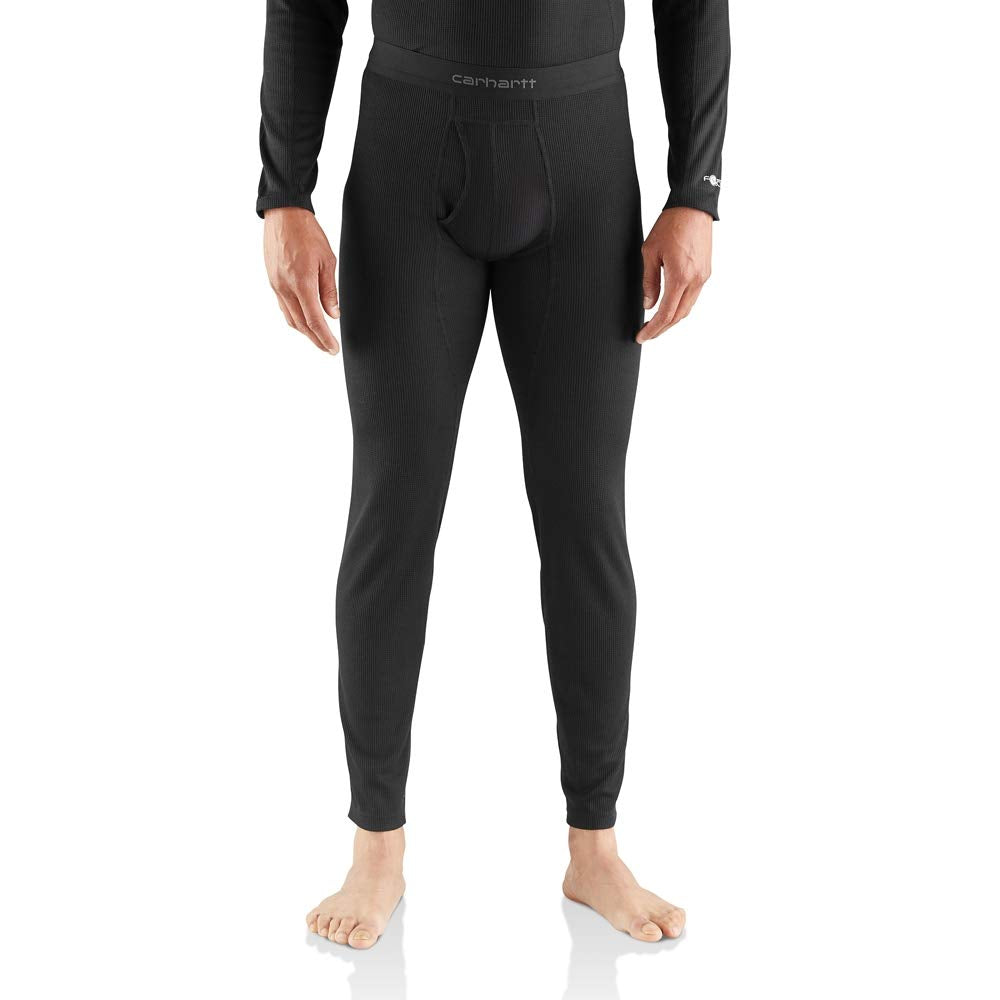 Carhartt Men's Force Midweight Waffle Base Layer Pant, Black, Large