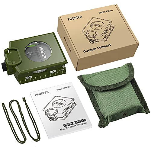 Proster IP65 Hiking Compass Waterproof Compass - Metal Compass Camping Compass with Sighting Clinometer with Carry Bag for Camping Hunting Hiking