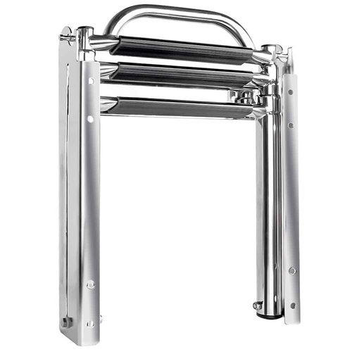 Marinebaby 3-4 Step Ladder Under Platform Slide Mount Boat Boarding Ladder, Telescoping Ladder with a Carry Handle and Mounting Screws, Press-Type Spring Latch (3 Steps)