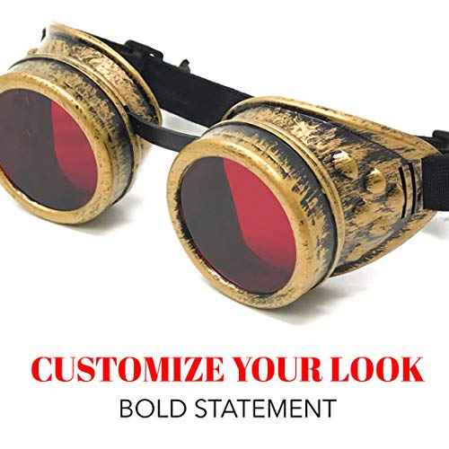 Steampunk Victorian Goggles Rave Glasses in Vintage Gold, Costume Accessory