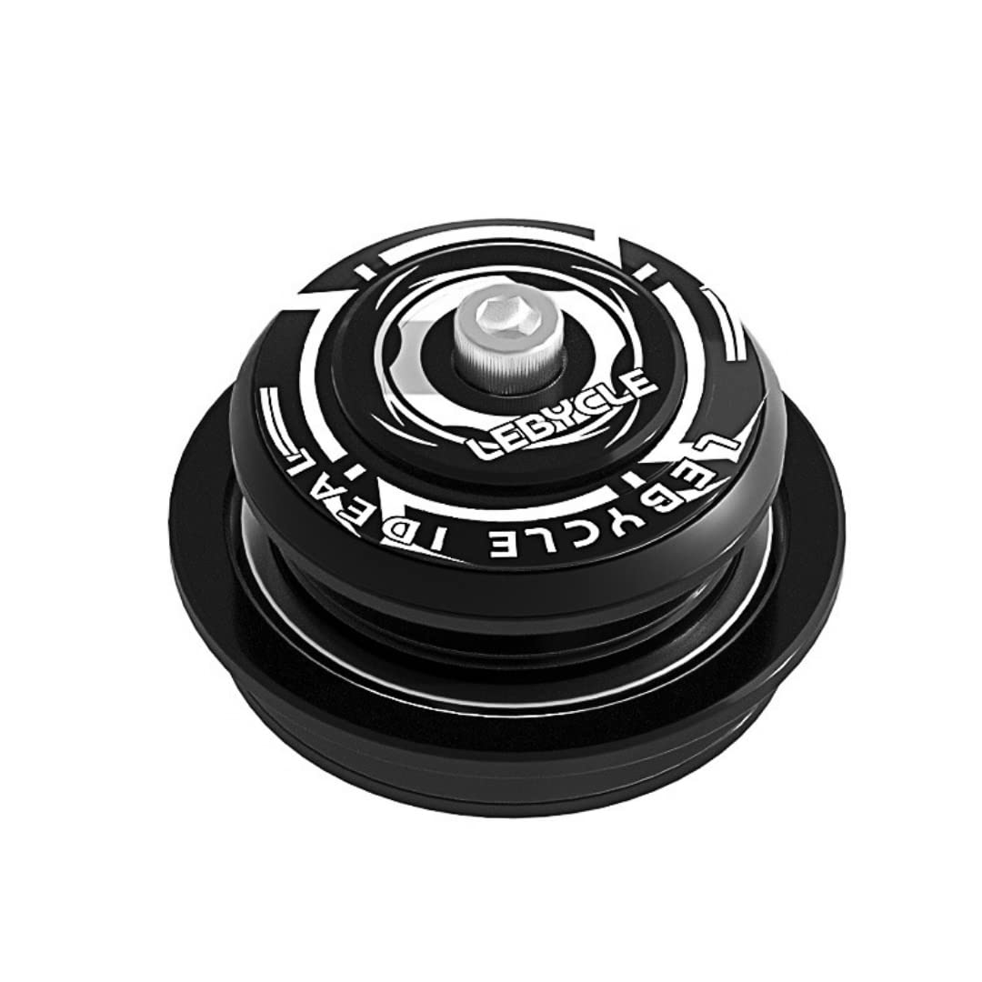 Juscycling 44/55mm Bike Headset, ZS44 / ZS55 (Zero Stack), with Sealed Bearings for Straight and Tapered Fork Steering Tube (Black)