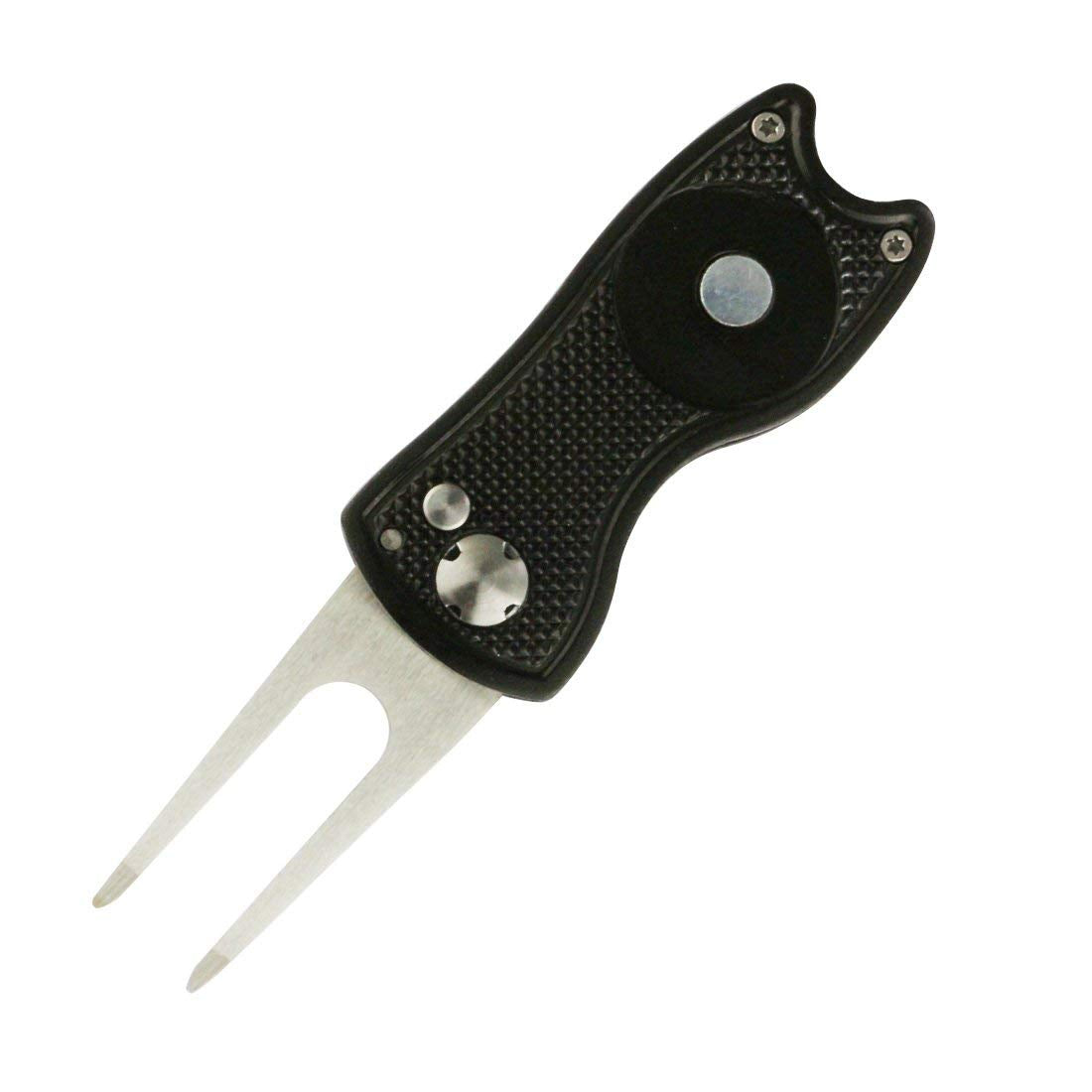 PINMEI Foldable Golf Divot Tool with Golf Ball Marker (black03)