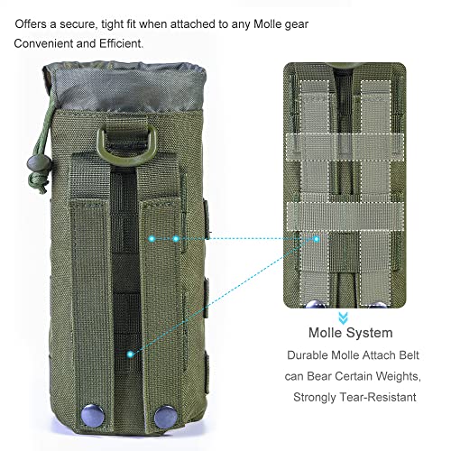 Upgraded Tactical Drawstring Molle Water Bottle Holder Tactical Pouches (Army Green)