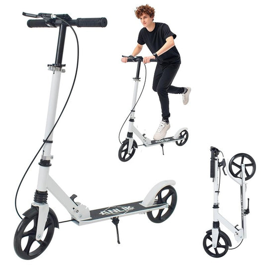 ANLIK Kick Scooter for Ages 6+ Kids, Teens & Adults - Foldable, Non-Slip PU Wheels, 4 Adjustable Levels, Max Load 330 LBS, Smooth Ride Everywhere (White)