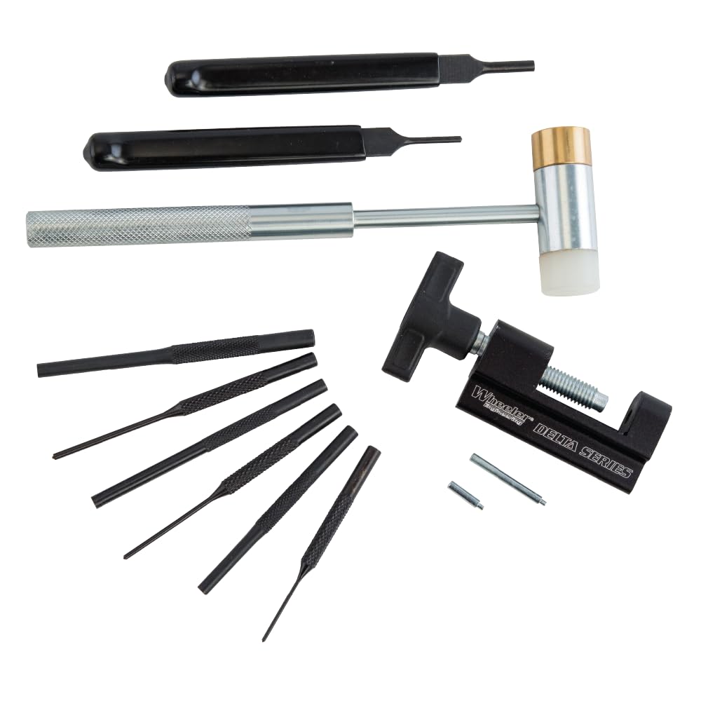 Wheeler Roll Pin Install Tool Kit with Trigger Install Tool, Punches, Brass/Polymer Hammer and Storage Case for Gunsmithing and Firearm Maintenance