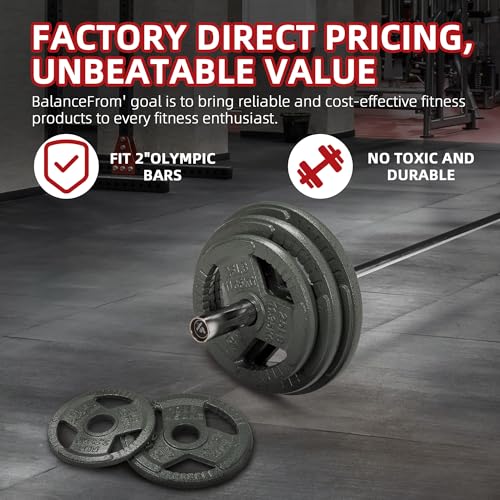Cast Iron 1-Inch Standard Weight Plate for Strength Training & Weightlifting, Multiple Weights Available