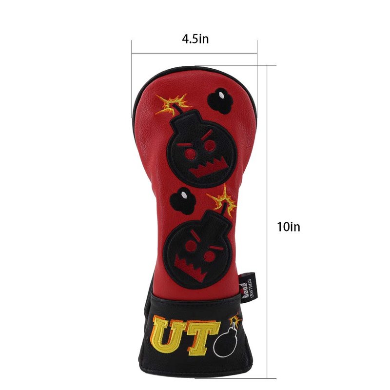 Craftsman Golf Bomb Red & Black Driver Fairway Wood Hybrid PU Leather Vintage Golf Clubs Head Covers (3PCS (1,F,UT))
