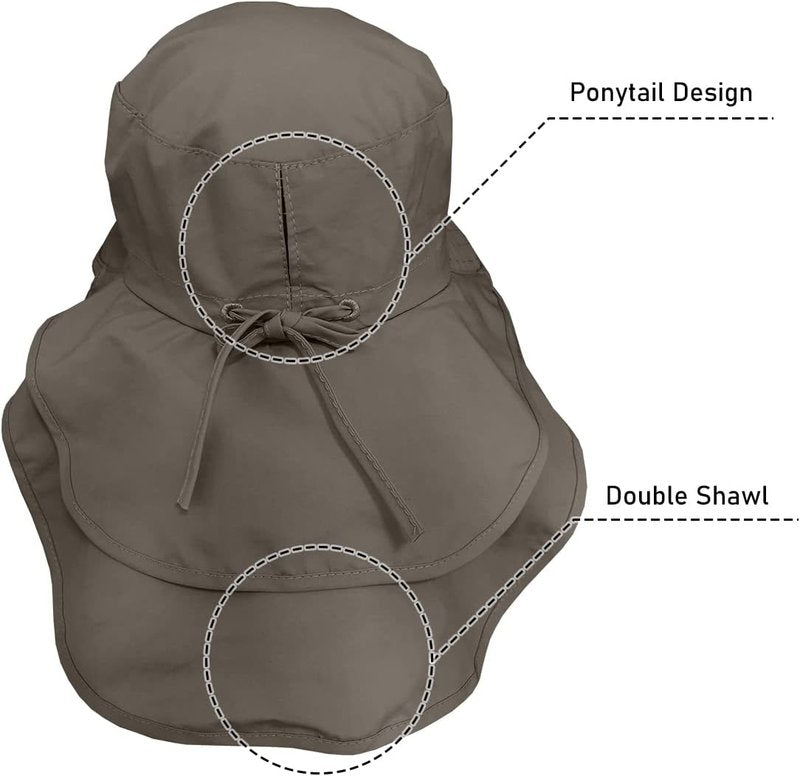 Women's Sun Hat - UPF 50+ Wide Brim with Ponytail Hole | Hiking Safari Neck Flap Hat