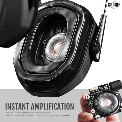 Savior Equipment Apollo Electronic Earmuffs for Shooting w/Gel Ear Pads, 24dB NRR, Noise Cancelling Ear Protection Headset