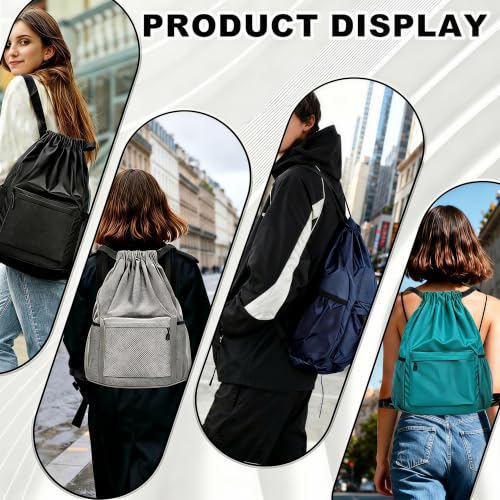 TYGELLUIS Waterproof Drawstring Backpack with Bottle Pocket - Dark Teal
