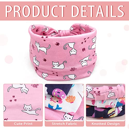 Bohend Girls Headbands Wide Knotted Hair Bands 3Pcs Non Slip Elastic Cute Head Bands Workout Yoga Sweatband Hair Accessories for Girls and Kids (B)
