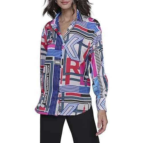 KARL LAGERFELD Womens Oversized Printed Blouse