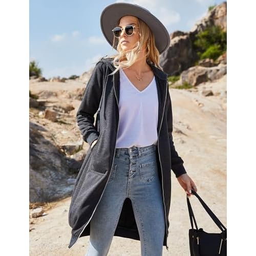 Zeagoo Women's Zip Up Hoodies Long Tunic Sweatshirts Oversized Fleece Casual Long Sleeve 2024 Fall Hoodie Jacket Coat