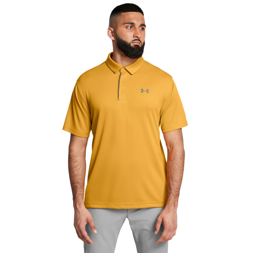 Under Armour Men's Tech Golf Polo, (711) Golden Yellow / / Pitch Gray, Large Tall