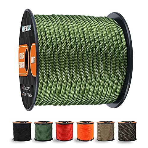 650lb Paracord/Parachute Cord - 9 Strand Paracord Rope - 100', 200' Spools of Parachute Cord, Type III Paracord for Camping, Hiking and Survival (Mixed Camo, 200 Feet)