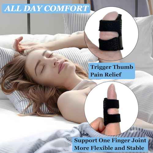 Thumb Finger Splints (2Pcs), Trigger Thumb Splint Finger Brace for Mallet, Broken, Straightening, Arthritis, Injury, Finger Stabilizer Support for Thumb/Middle/Ring/Index/Pinky Fingers