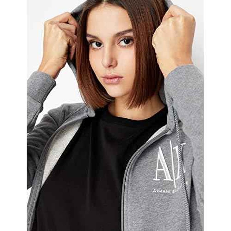 Armani Exchange womens Icon Logo Zip-up Hoodie Sweatshirt