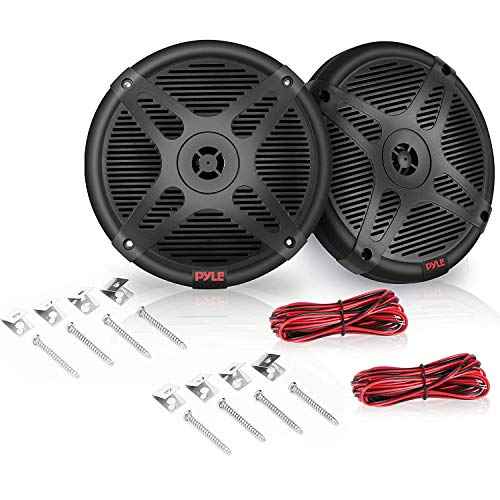 Pyle 6.5 Inch Bluetooth Marine Speakers - 2-way IP-X4 Waterproof and Weather Resistant Outdoor Audio Dual Stereo Sound System with 600 Watt Power and Low Profile Design - 1 Pair - PLMRBT65B (Black)