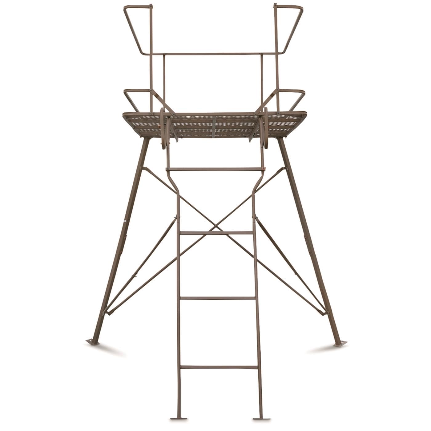 Guide Gear 6 Foot Tripod Hunting Tower Blind, 2-Man Stand Elevated, Hunting Gear Equipment Accessories, 4 by 4 Mossy Oak Country Roots