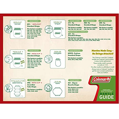 Coleman 21A134C Mantle Sock Instaclip Wire 4Pk Lantern