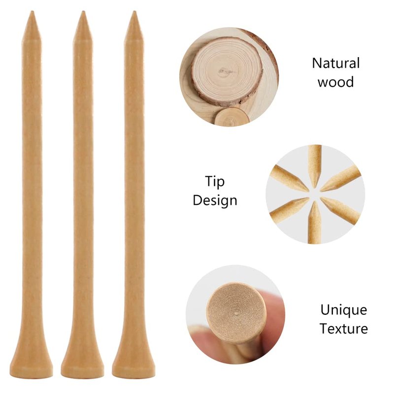 Myartte Wooden Golf Tees 3-1/4 inch 3.25 Inches Natural Wood Golf Tees in Bulk for Men Women Golfer Reduce Side Spin and Friction Durable 120pcs in Plastic Can (3-1/4 Natural Wood Golf tees)