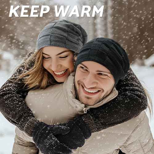 PFFY Beanie Hats for Men Women Winter Thick Warm Lined Beanies Knit Skull Cap