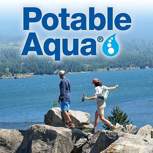 Potable Aqua Water Purification Tablets with PA Plus, Portable and Effective Water Purification Solution for Camping, Hiking, Emergencies, Natural Disasters and International Travel, Two 56ct Bottles