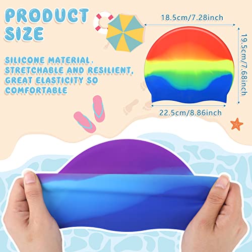 Sintuff 3 Pcs Kids Swim Caps Toddlers Swimming Caps Silicone Swim Cap for Boys Girls (Age 4-12) Baby Waterproof Cartoon Bathing Hats for Long and Short Hair