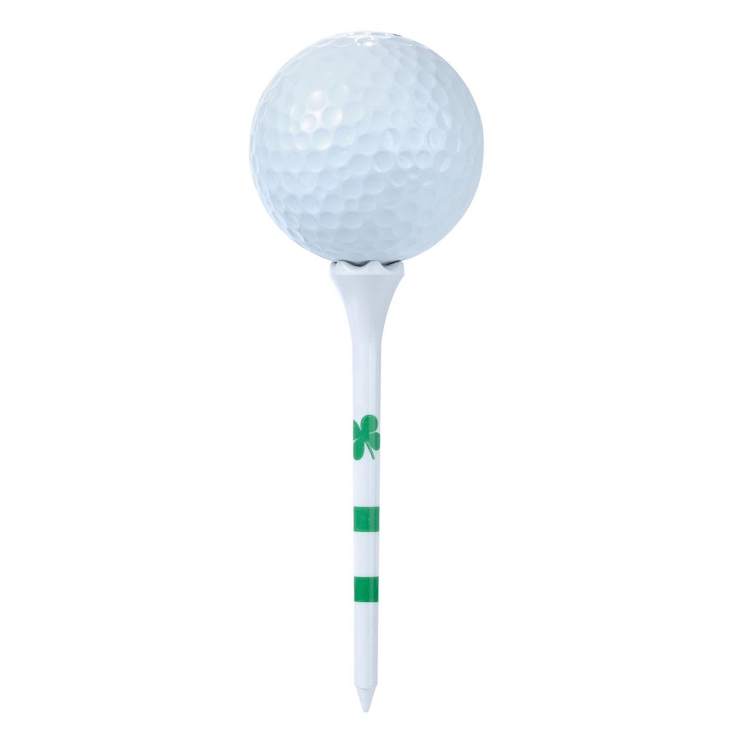 NorthPointe Four Leaf Clover/Shamrock 3 ¼” Plastic Golf Tees – White with Green - 100 Tees in Bulk
