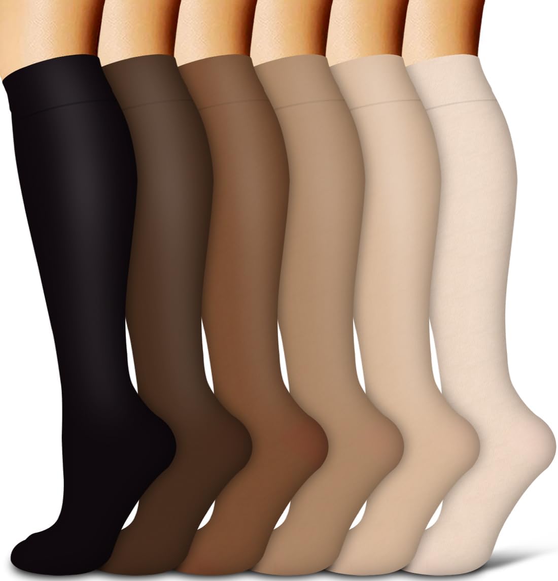 Copper Compression Socks for Men & Women - 6 Pairs for Running, Athletic Support & Travel
