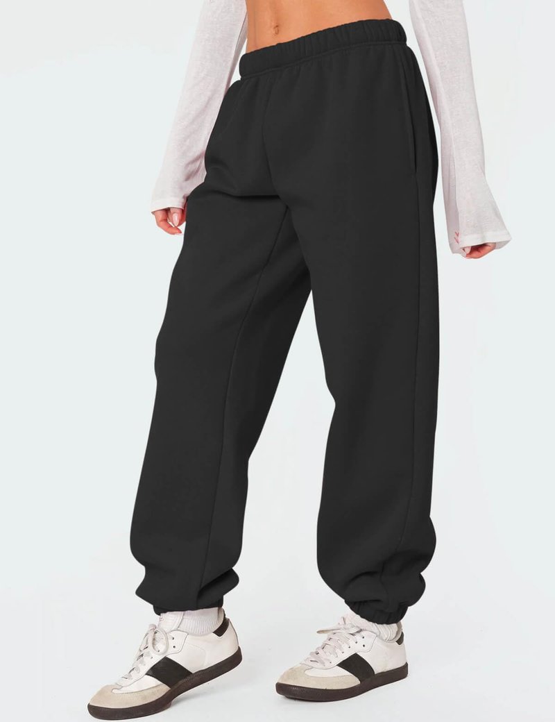 HeSaYep Women's Fleece Lined Sweatpants Thermal Winter High Waisted Sweat Pants Interior Drawstring Baggy Athletic Joggers Pants with Pockets Black M