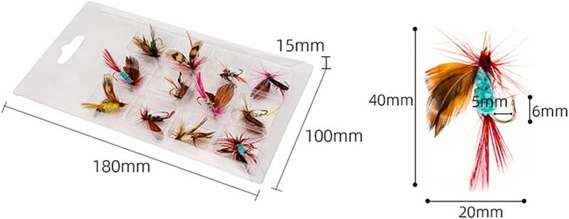 Fly Fishing Lure Kit - 12Pcs Assorted Wet & Dry Baits for Bass & Trout | Sharpened Hooks Included