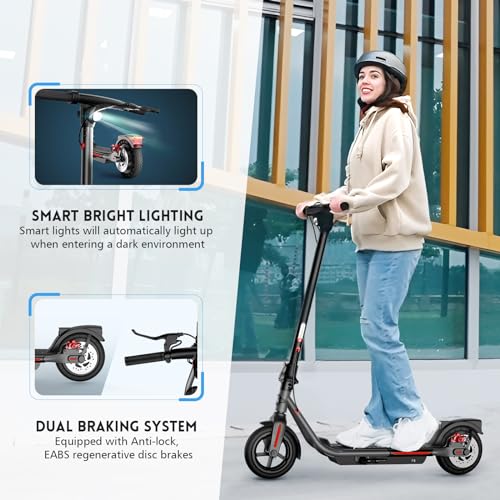 TST Electric Scooter for Adults, 19 Mph Foldable E Scooter, Peak 500W Motor, 15 Miles Range, 8.5" Rear Solid Tire, All Aluminum Body Electric Scooter Adults with Dual Braking System and App Control