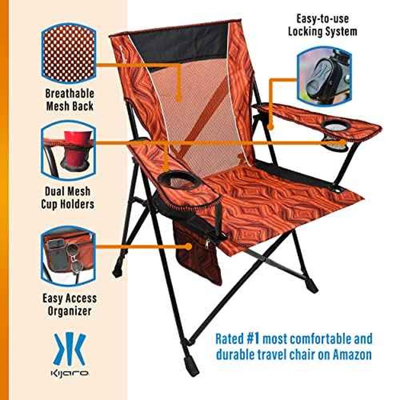 Kijaro Enjoy Versatile Folding Sports, Outdoor Chair & Lawn Chair, Dual Lock Feature, Destination Print - Victoria Desert Orange