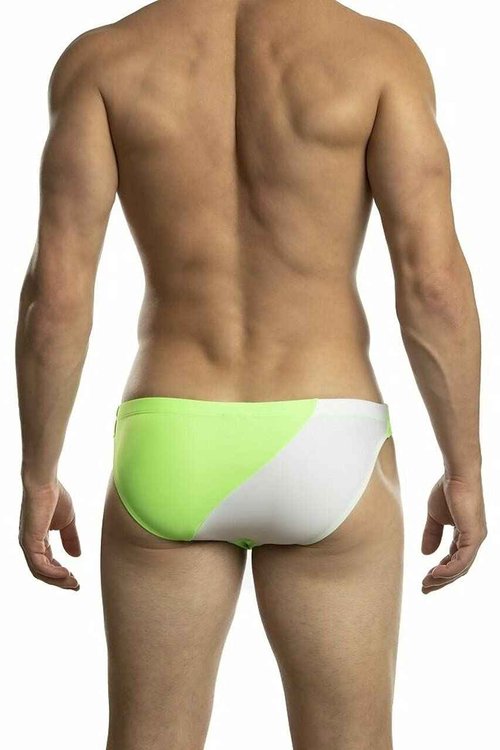 Jack Adams Men's Color Wave Swim Brief (Royal/Lime, X-Large)