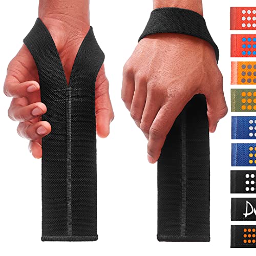 WARM BODY COLD MIND V1 Lifting Wrist Straps for Olympic Weightlifting, Powerlifting, Bodybuilding, Functional Strength Cross Training - Heavy-Duty Cotton Wrist Wraps, Pair (Yellow/Blue)