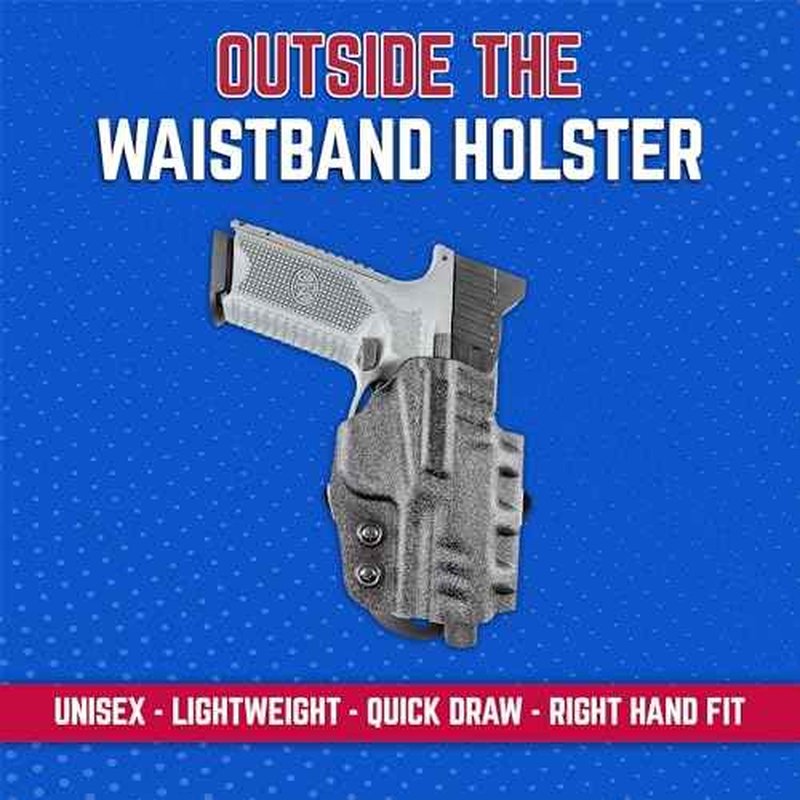 Desantis Cazzuto OWB Holster - Holster OWB, Compact Holster, Lightweight Paddle Holster, Compatible with FN 509, FN 509 Tactical, FN 509C (with or Without Reflex Sights) - Right Hand Draw, Black